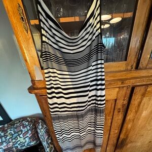 Three Dots Black and White Striped  Dress Sz M